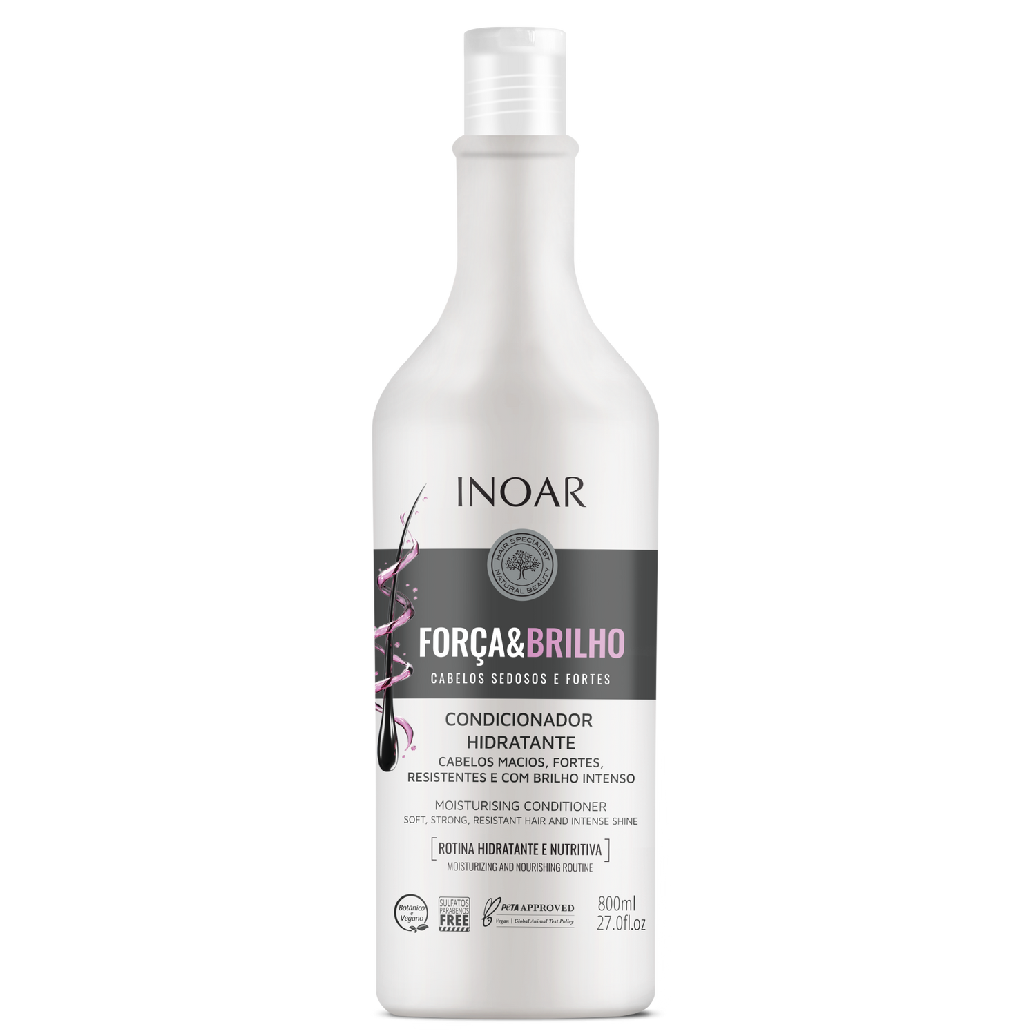 INOAR Força &amp; Brilho Conditioner - drėkinantis kondicionierius 800 ml