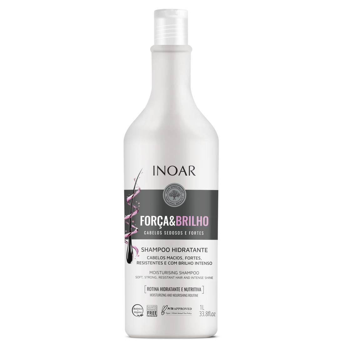 INOAR Força &amp; Brilho Shampoo - drėkinantis šampūnas 1000 ml
