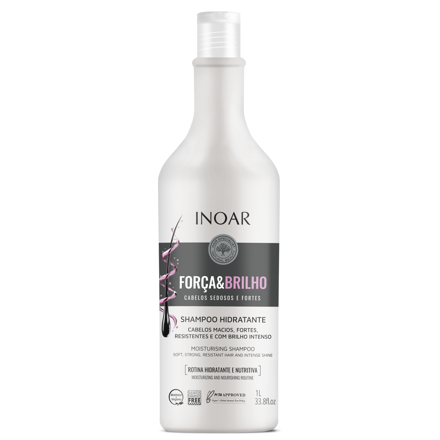 INOAR Força &amp; Brilho Shampoo - drėkinantis šampūnas 1000 ml