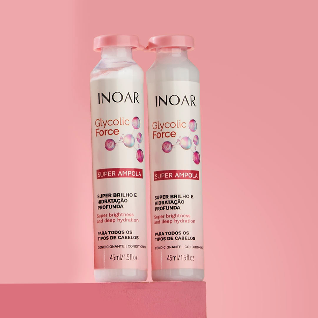 INOAR Glycolic Force Ampola - plaukų ampulė porėtam plaukui 12x45 ml