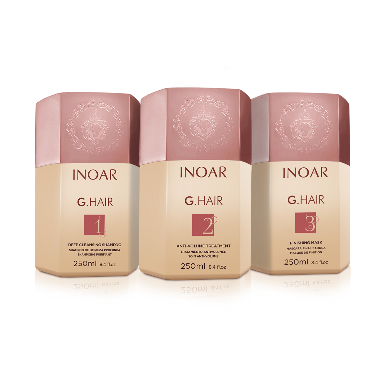 INOAR G.Hair Treatment Kit - rinkinys plaukų tiesinimui keratinu 3x250 ml