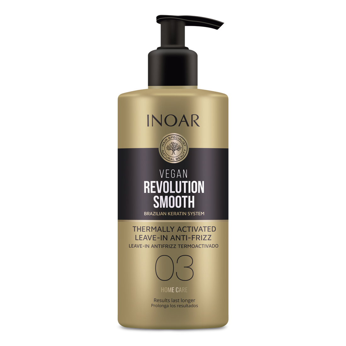 INOAR Vegan Revolution Smooth Thermo Activated Anti-Frizz Leav-In - karščiu aktyvuojamas nenuplaunamas balzamas Step 3 350 ml