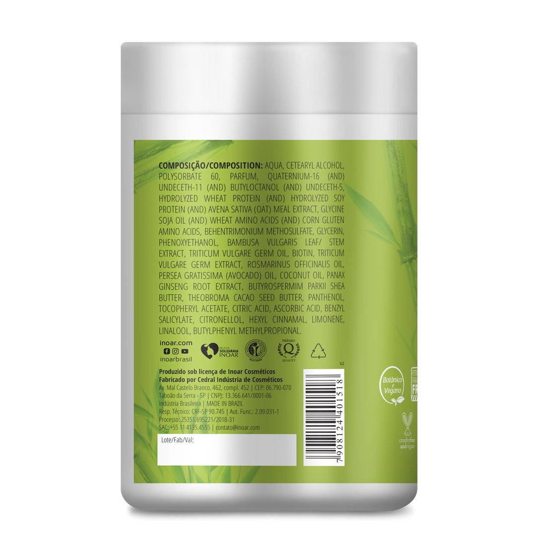 INOAR Resistance Fibra de Bambu Mask - stiprinanti ir blizgesio suteikianti kaukė 1000 g