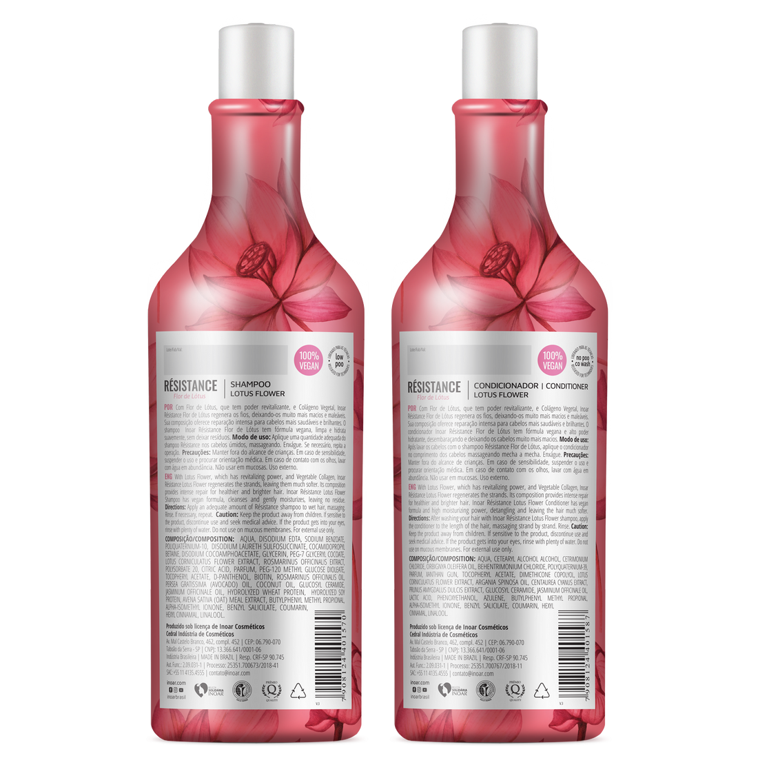 INOAR Resistance Flor de Lotus Duo Kit - plaukus drėkinantis priemonių rinkinys 2x1000 ml