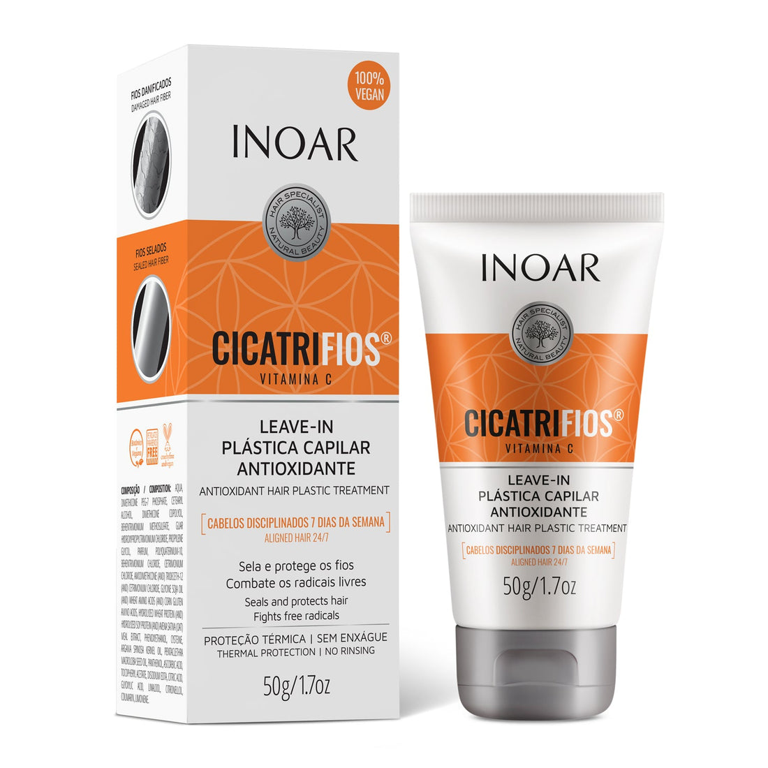 INOAR CicatriFios Vitamin C Leav-in - nenuplaunamas balzamas su vitaminu C 50 ml