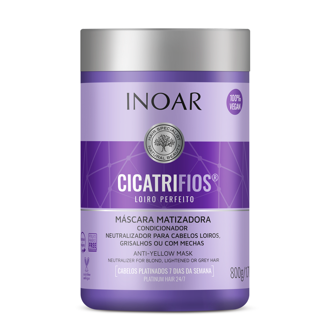 INOAR CicatriFios Perfect Blond Mask - plaukų kaukė šviesiems plaukams 800 ml
