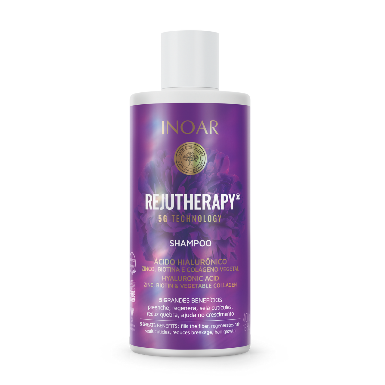 INOAR Rejutherapy Shampoo - regeneruojantis šampūnas pažeistiems plaukams 400 ml