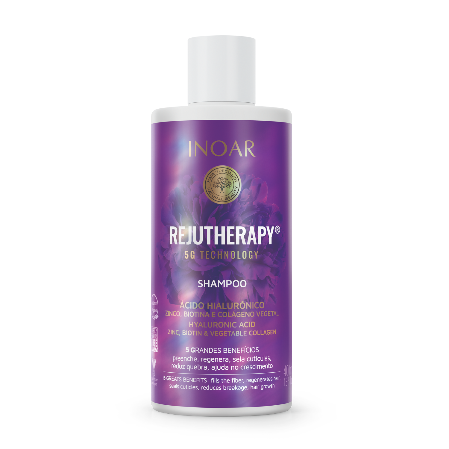 INOAR Rejutherapy Shampoo - regeneruojantis šampūnas pažeistiems plaukams 400 ml