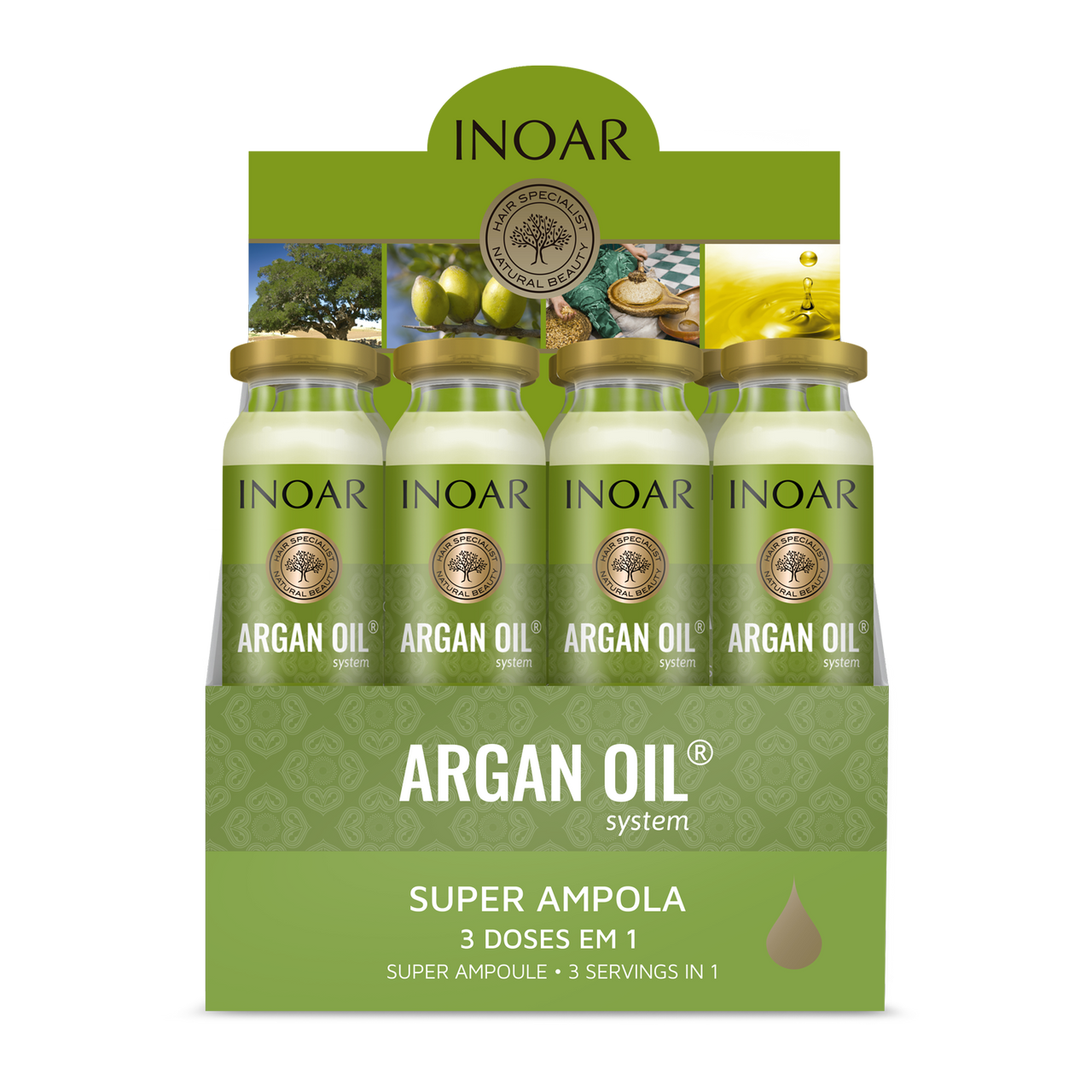 INOAR Argan Oil Ampola - plaukų ampulės su argano aliejumi 12x45 ml