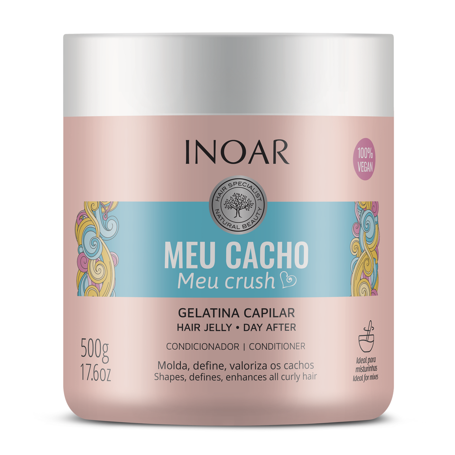 INOAR Meu Cacho Meu Crush Hair Jelly - garbanų formavimo gelis 500 g