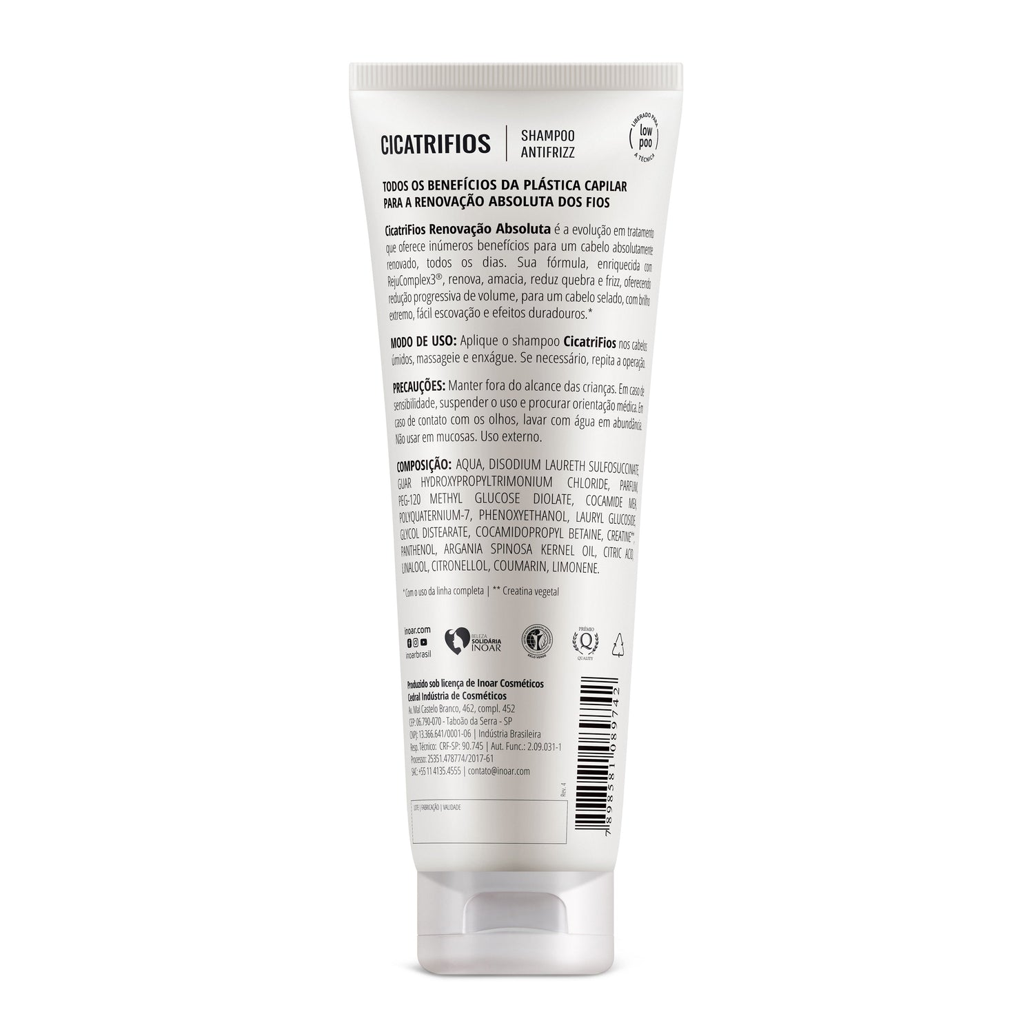 INOAR CicatriFios Shampoo - plauko struktūrą atkuriantis šampūnas