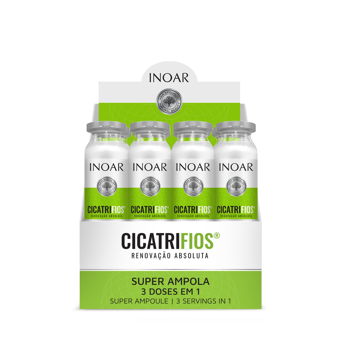 INOAR CicatriFios Super Ampola - plauko struktūrą atkurianti ampulė 12x45 ml