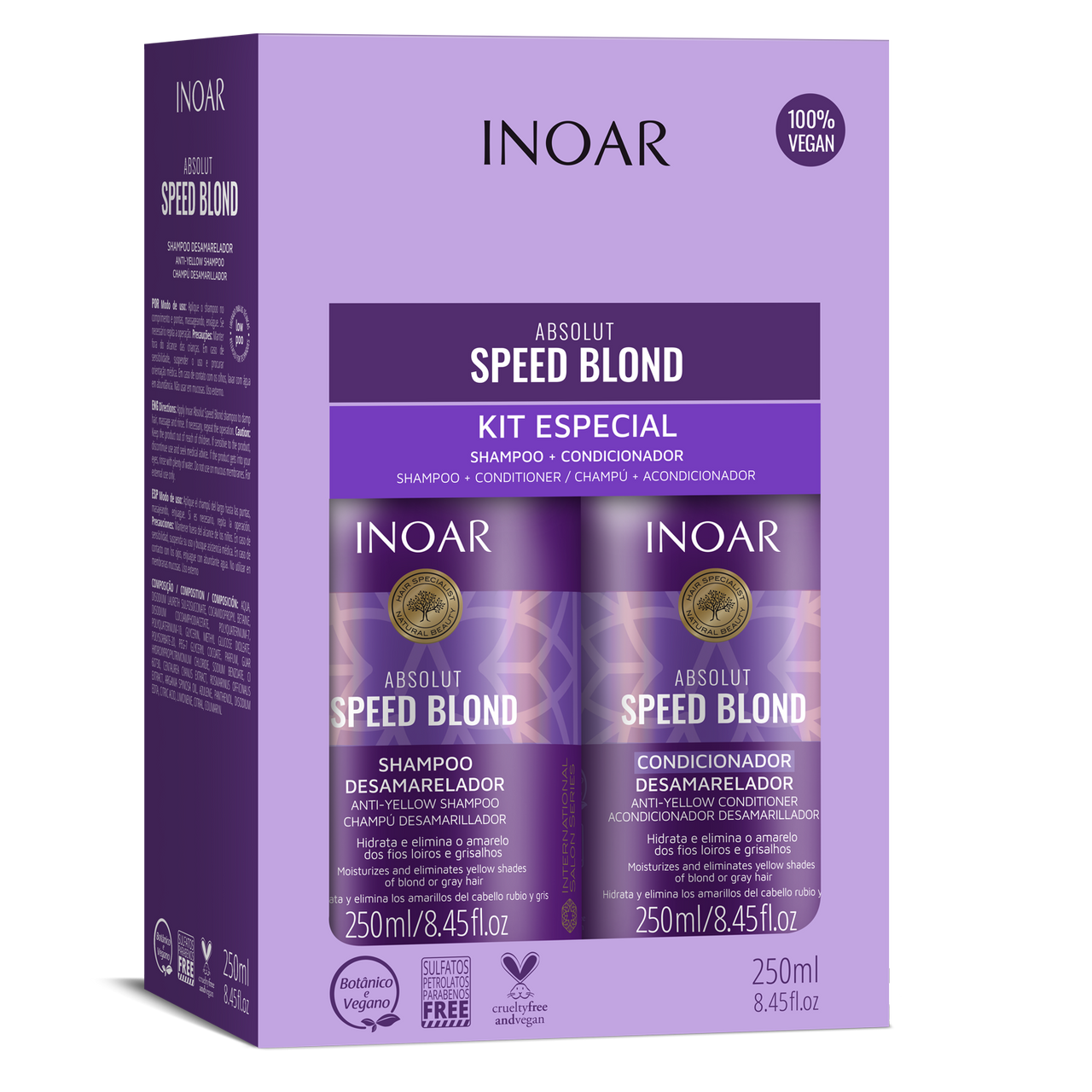INOAR Speed Blond Duo Kit - priemonių rinkinys šviesiems plaukams 2x250 ml