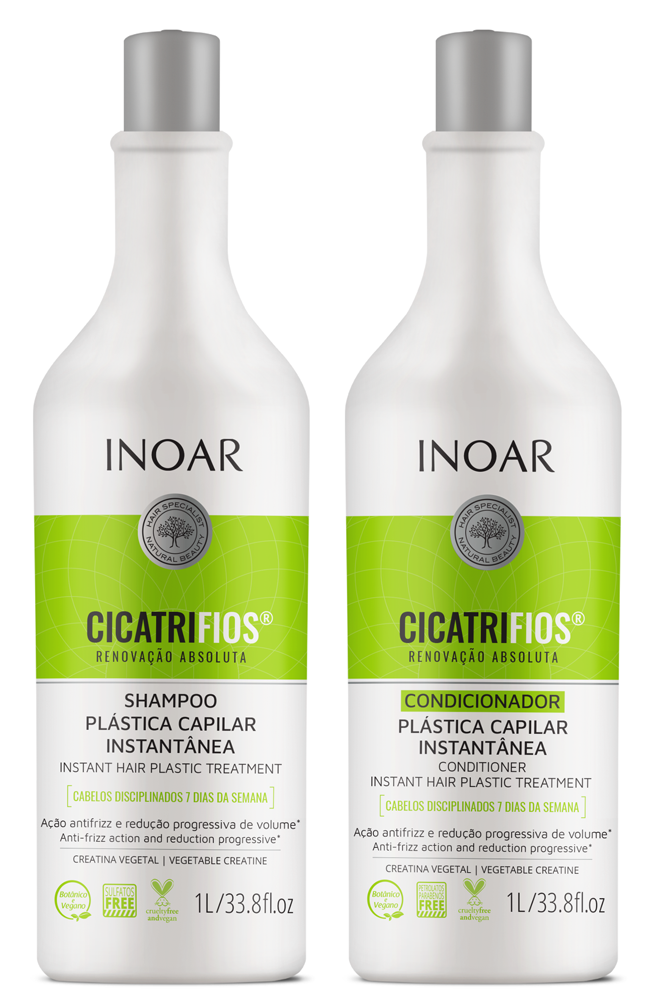 INOAR CicatriFios Duo Kit - plauko struktūrą atkuriantis priemonių rinkinys 2x1000 ml
