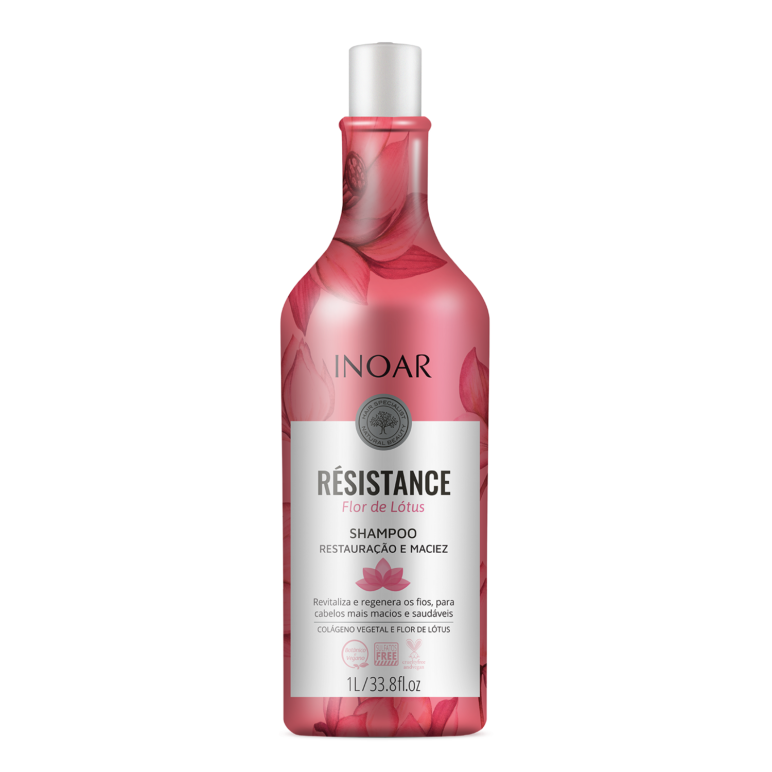 INOAR Resistance Flor de Lotus Shampoo - regeneruojantis blizgesio suteikiantis šampūnas 1000 ml